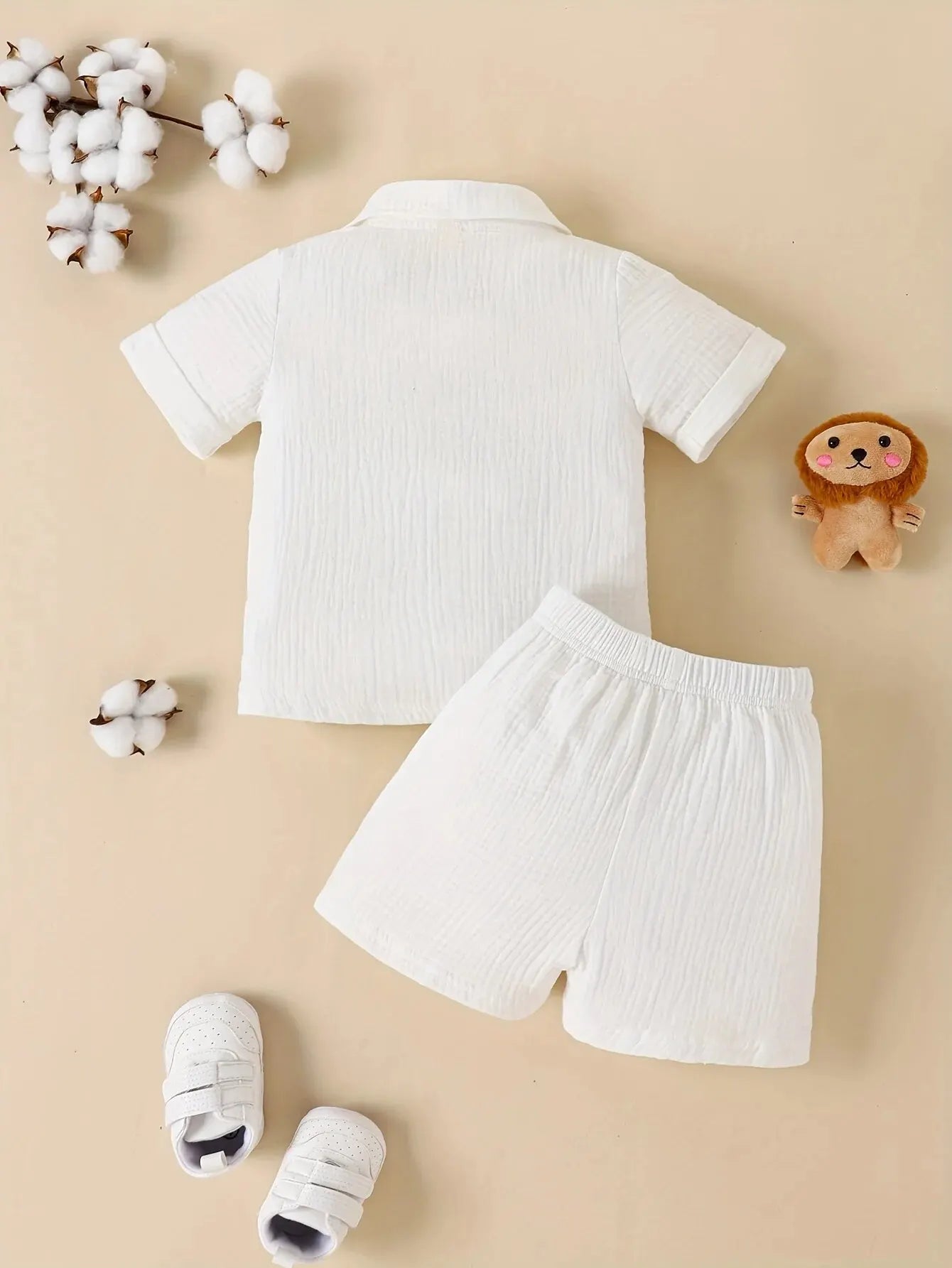 Kids' 2-piece Casual Cotton Shirt & Shorts Set for Boys and Girls