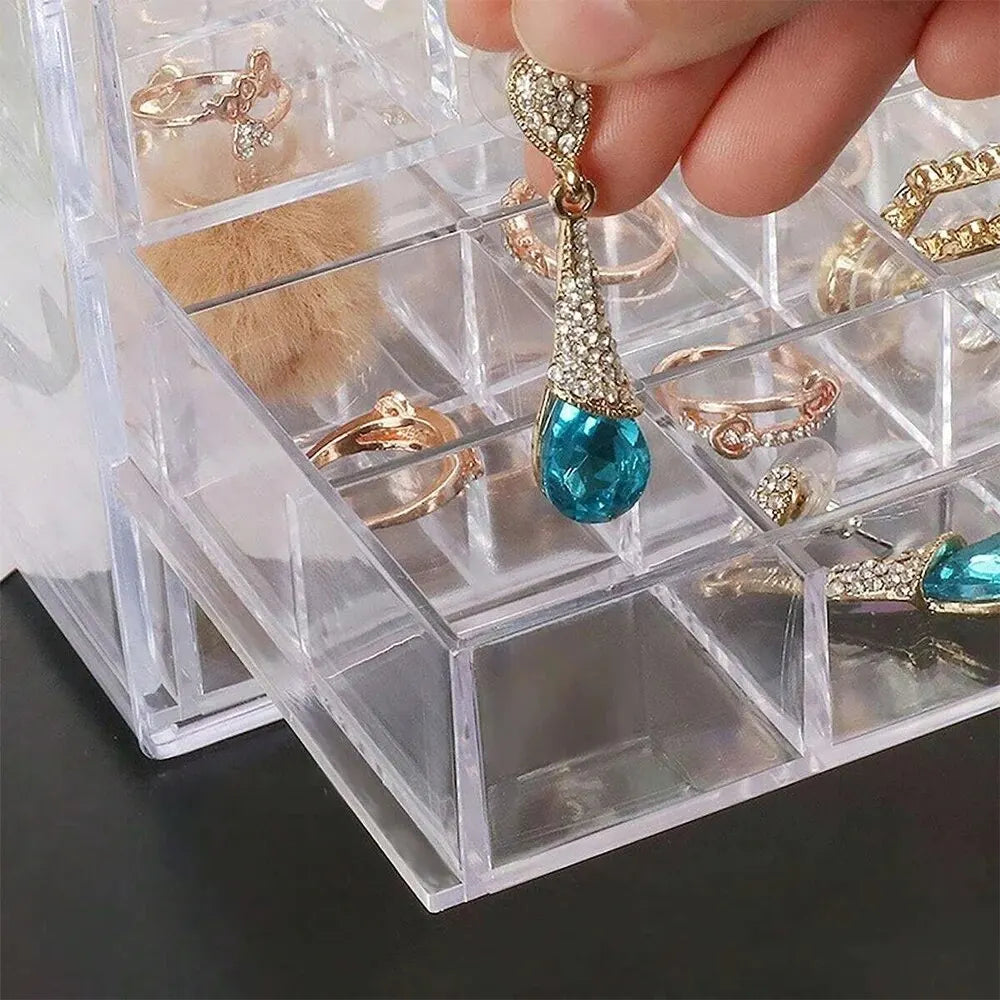 Acrylic Jewelry Display Box with 5 Drawers and 120 Compartment Trays