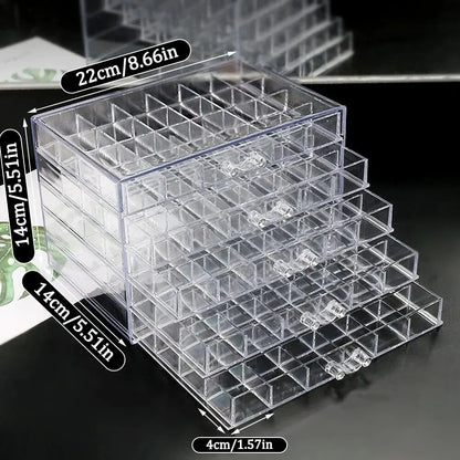 Acrylic Jewelry Display Box with 5 Drawers and 120 Compartment Trays