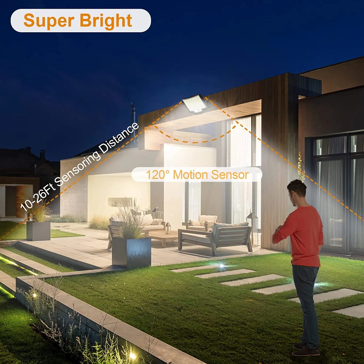 106 LED Waterproof Outdoor Solar Floodlight with Motion Sensor