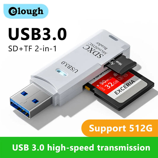 2 IN 1 Micro SD & TF Card USB 3.0 Card Reader