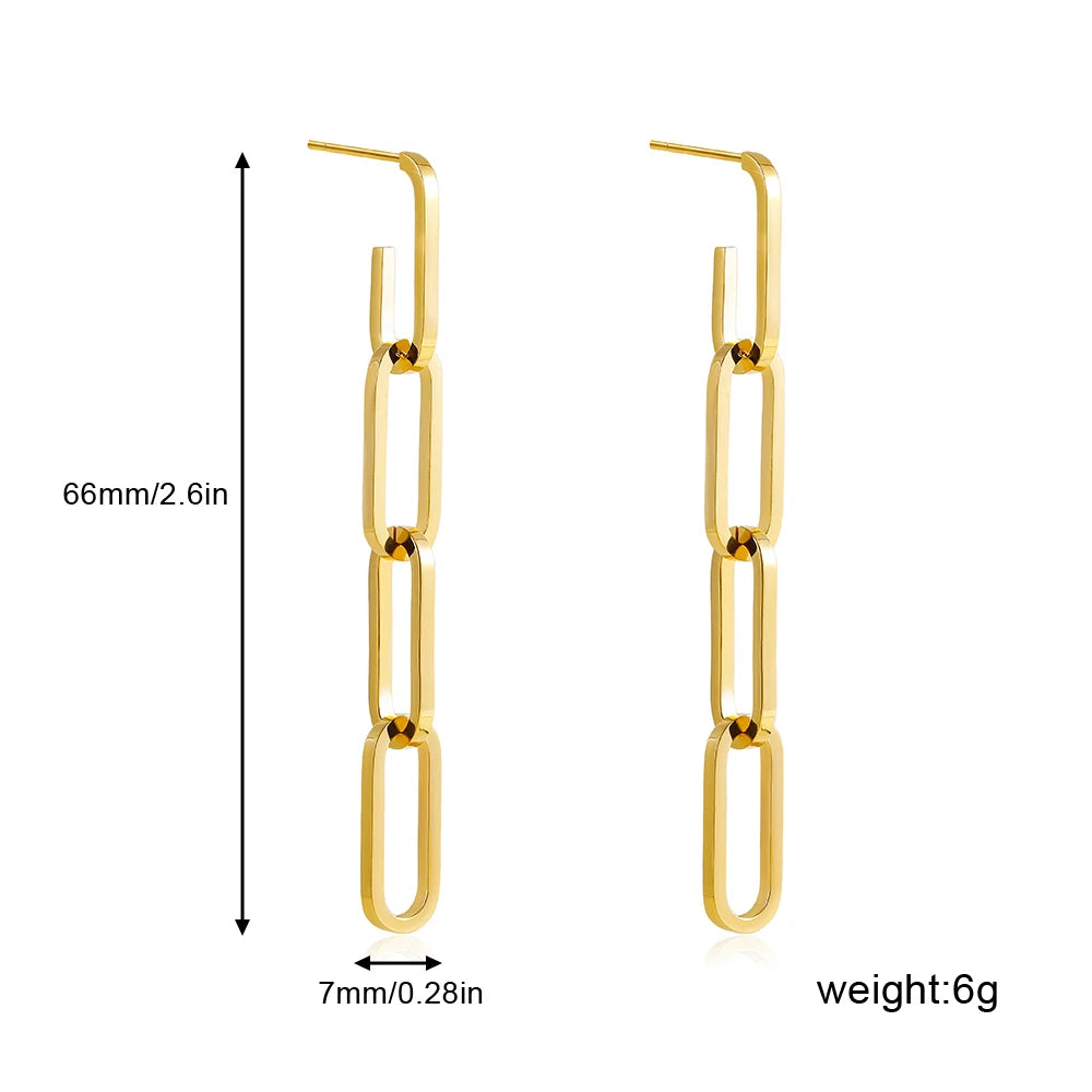 Stainless Steel Link Chain Drop Earrings