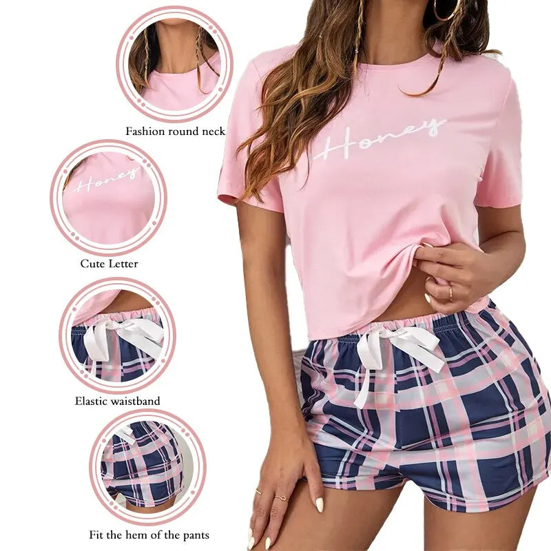 Women's 2-Piece T-Shirt & Shorts Pajamas Set