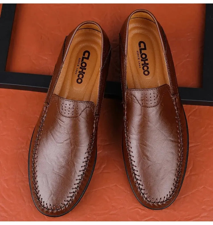 CLOHOO Men's Handmade Genuine Leather Loafer