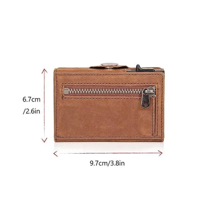 Men's Faux Leather Automatic Pop Up Card Holder Wallet