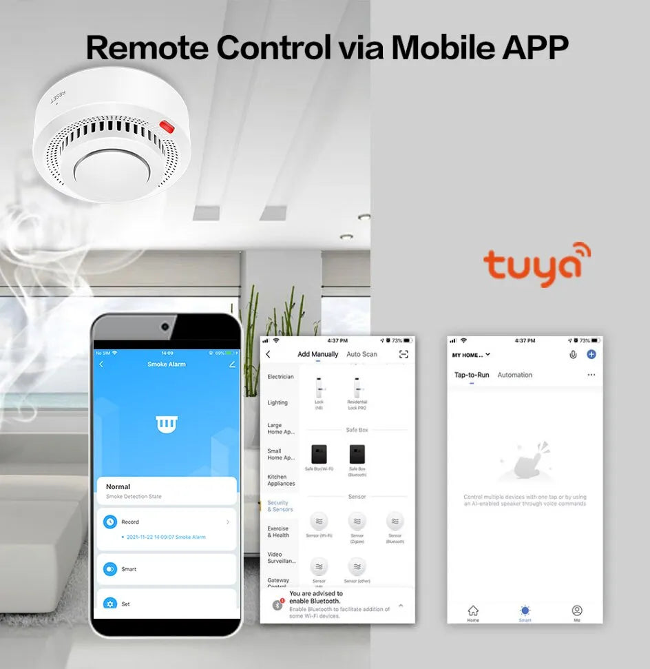 Tuya Fire Protection Smoke Detector with Fire Alarm