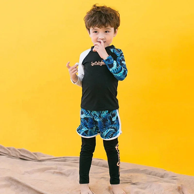 Kids' 3-Piece Long Sleeve Cover-up Swimsuit Set