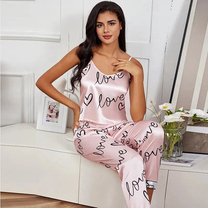 Women's 2-Piece Satin Silk Pajamas Sets