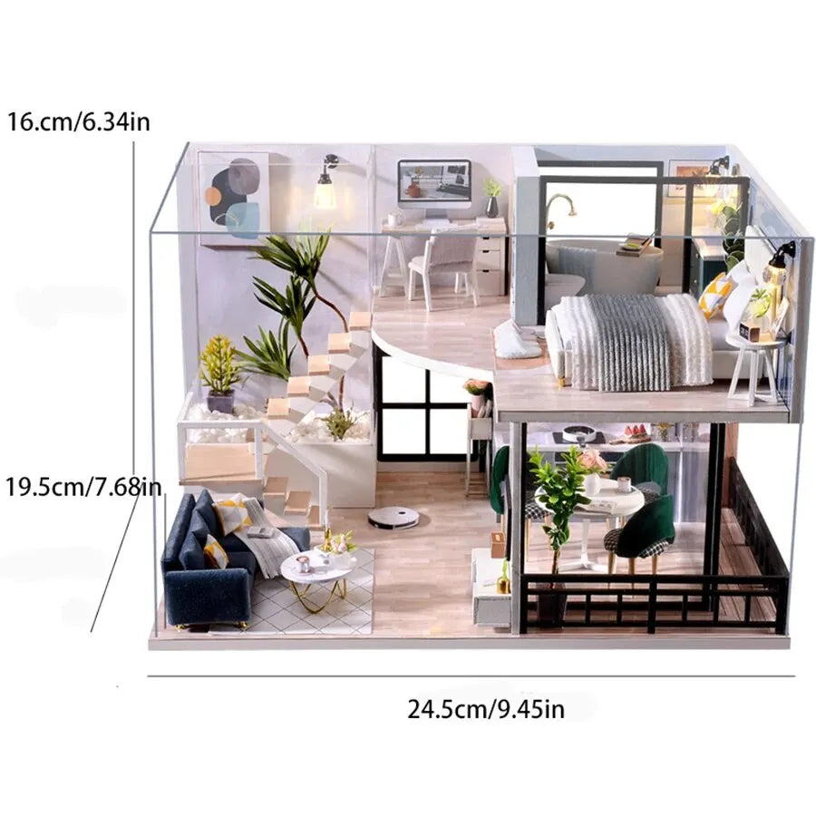 3D Puzzle Wooden DIY Doll House Set with Furniture
