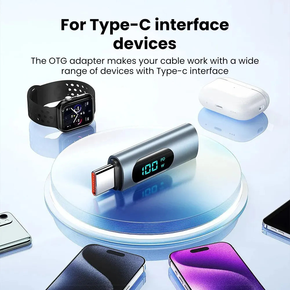 Type C & iOS Fast Charging Convertor Adapter with Digital Display
