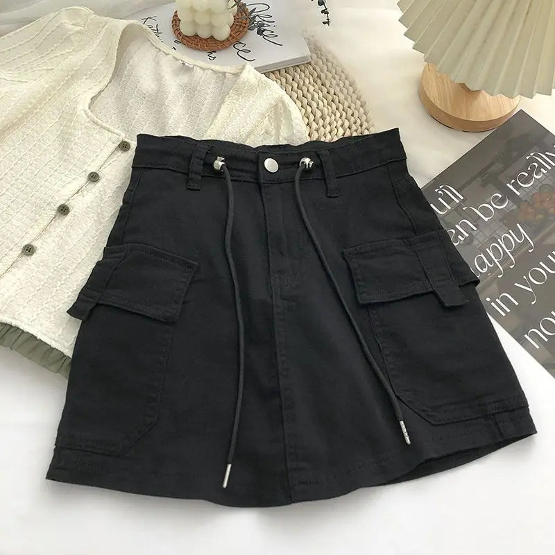 Women's Vintage A-Line Mini Skirt with Pockets