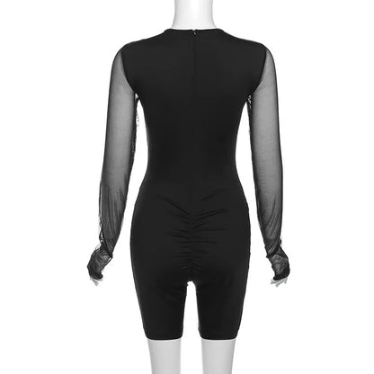 Women's Sexy Long Sleeve Bodycon Mesh Jumpsuit
