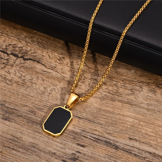 Stainless Steel Rectangle Pendant Necklace