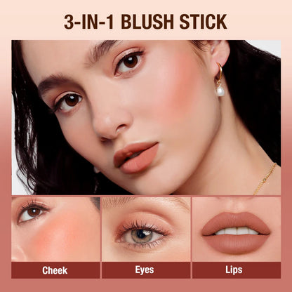 O.TWO.O 3-in-1 Waterproof Blush Stick for Eyes, Cheeks & Lips
