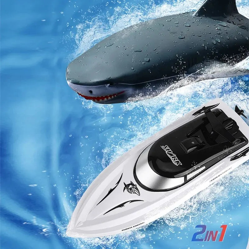 2-in-1 RC Shark Speedboat