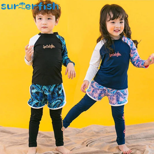 Kids' 3-Piece Long Sleeve Cover-up Swimsuit Set