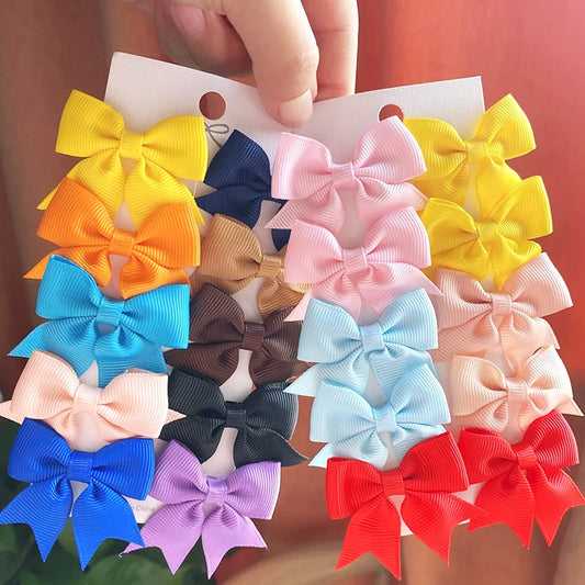 Cute Ribbon Bowknot Hair Clips for Baby Girls - 10Pcs/Set