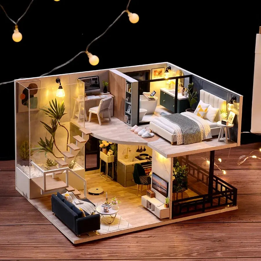 3D Puzzle Wooden DIY Doll House Set with Furniture