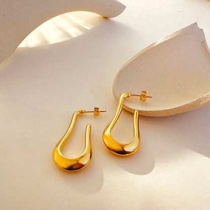 Gold Plated Stainless Steel U Drop Earrings