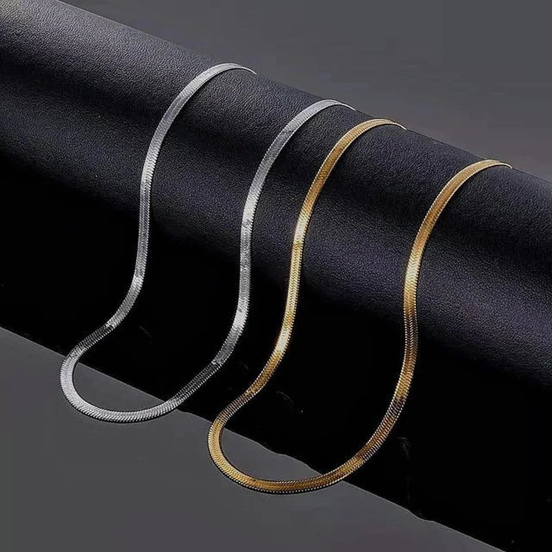Unisex Stainless Steel Herringbone Snake Chain