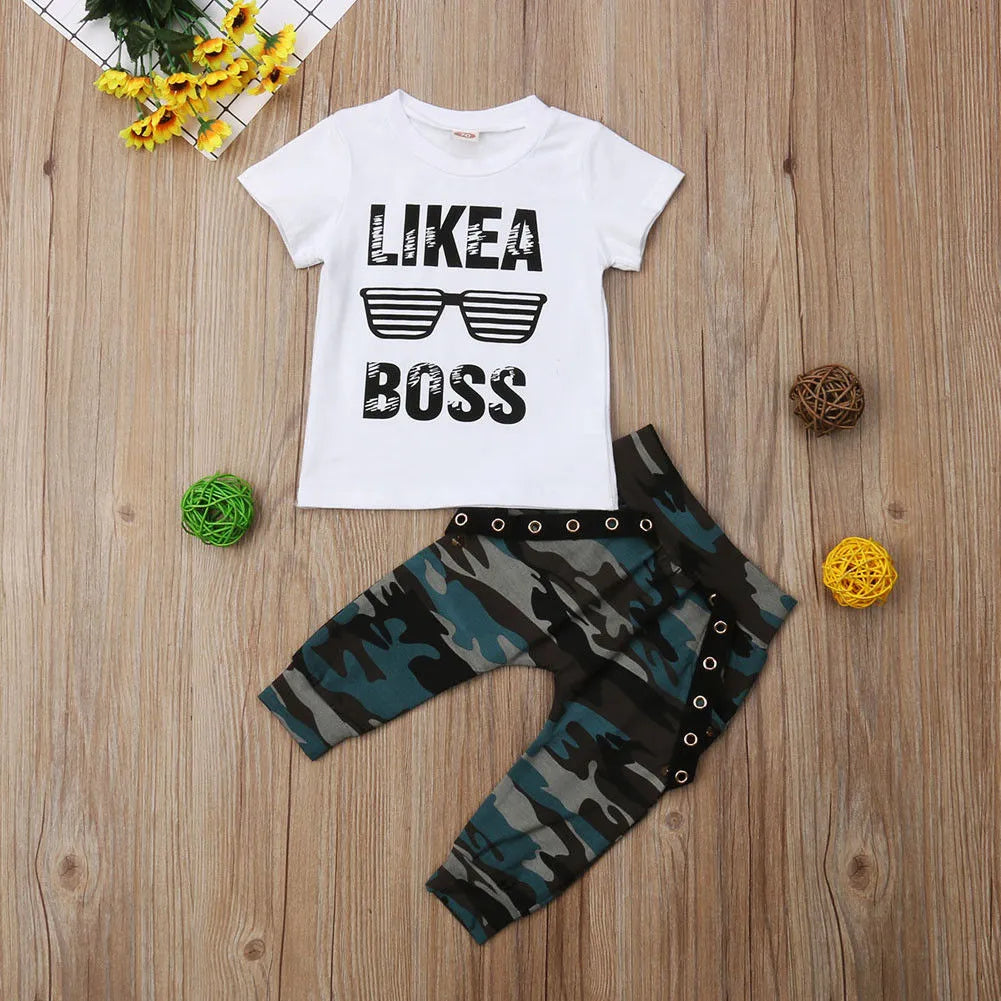 Boys' 2-Piece Printed T-Shirt Top & Pants Set - for Infants & Toddlers