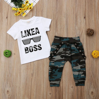 Boys' 2-Piece Printed T-Shirt Top & Pants Set - for Infants & Toddlers