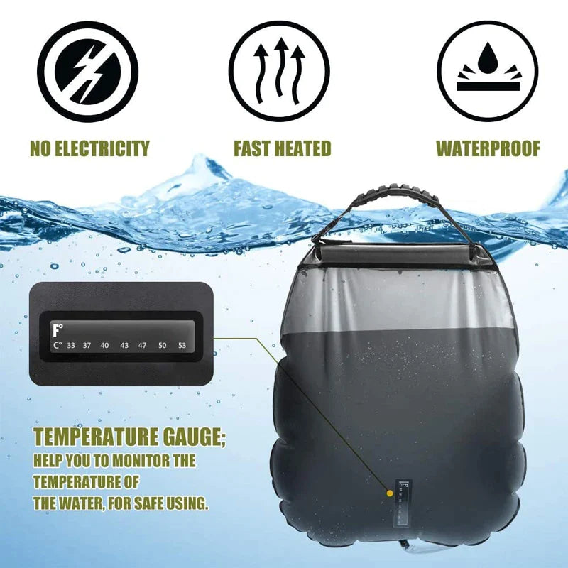 20L Outdoor Camping Solar Heated Shower Bag