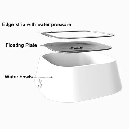 Floating 1.5L Pet Drinking Water Bowl - Anti-Overflow, Large Capacity