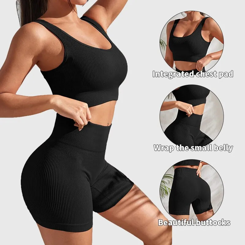 Women's Seamless 2-Piece Shorts Yoga/Workout Set