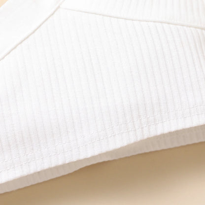 Girls' 3-Piece Summer Set - Ribbed White Sleeveless Camisole, Elastic Waist Leather Shorts & Belt