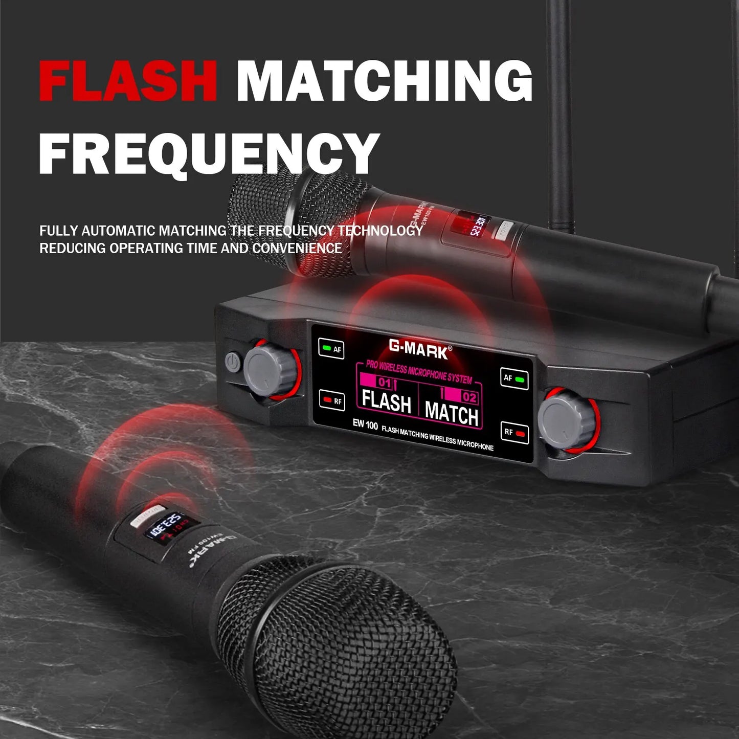 G-MARK EW100FIX Professional Wireless Karaoke Microphone Set