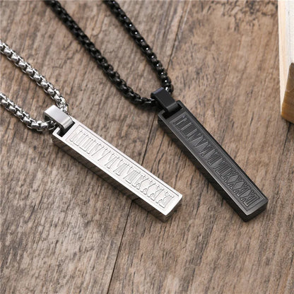 Stainless Steel Roman Numerals Pendant Necklace for Men & Women