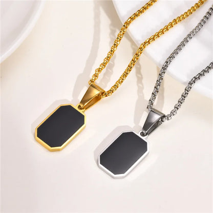 Stainless Steel Rectangle Pendant Necklace