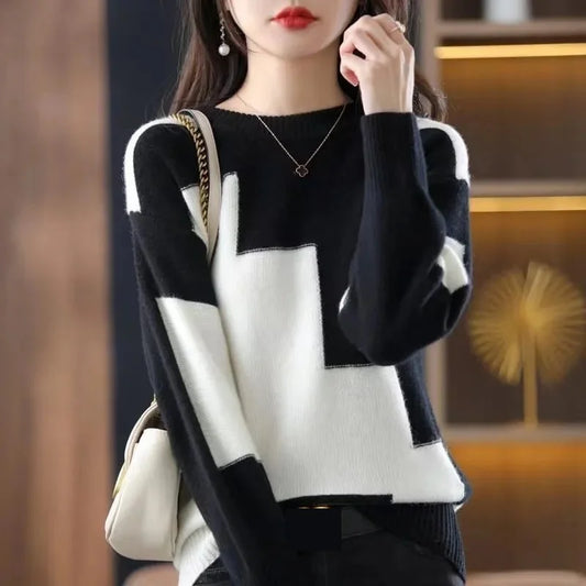 Women's Knitted Color Casual Sweater