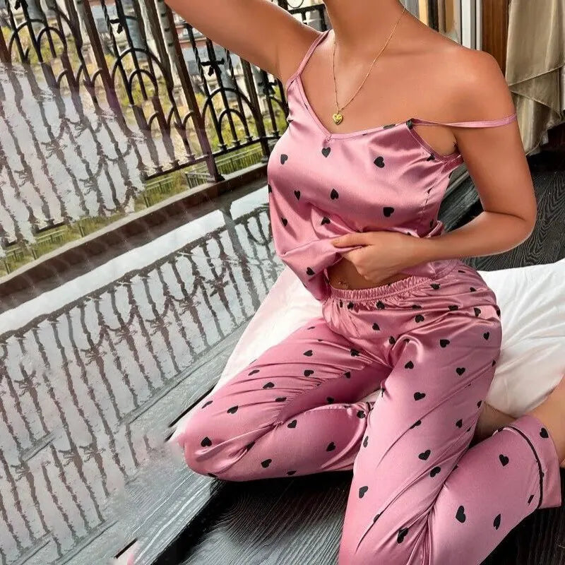 Women's 2-Piece Satin Silk Pajamas Sets