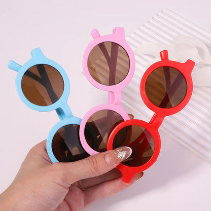 Kids' Vintage Baby Bow Headband & Round Sunglasses Set - 2Pcs/Set