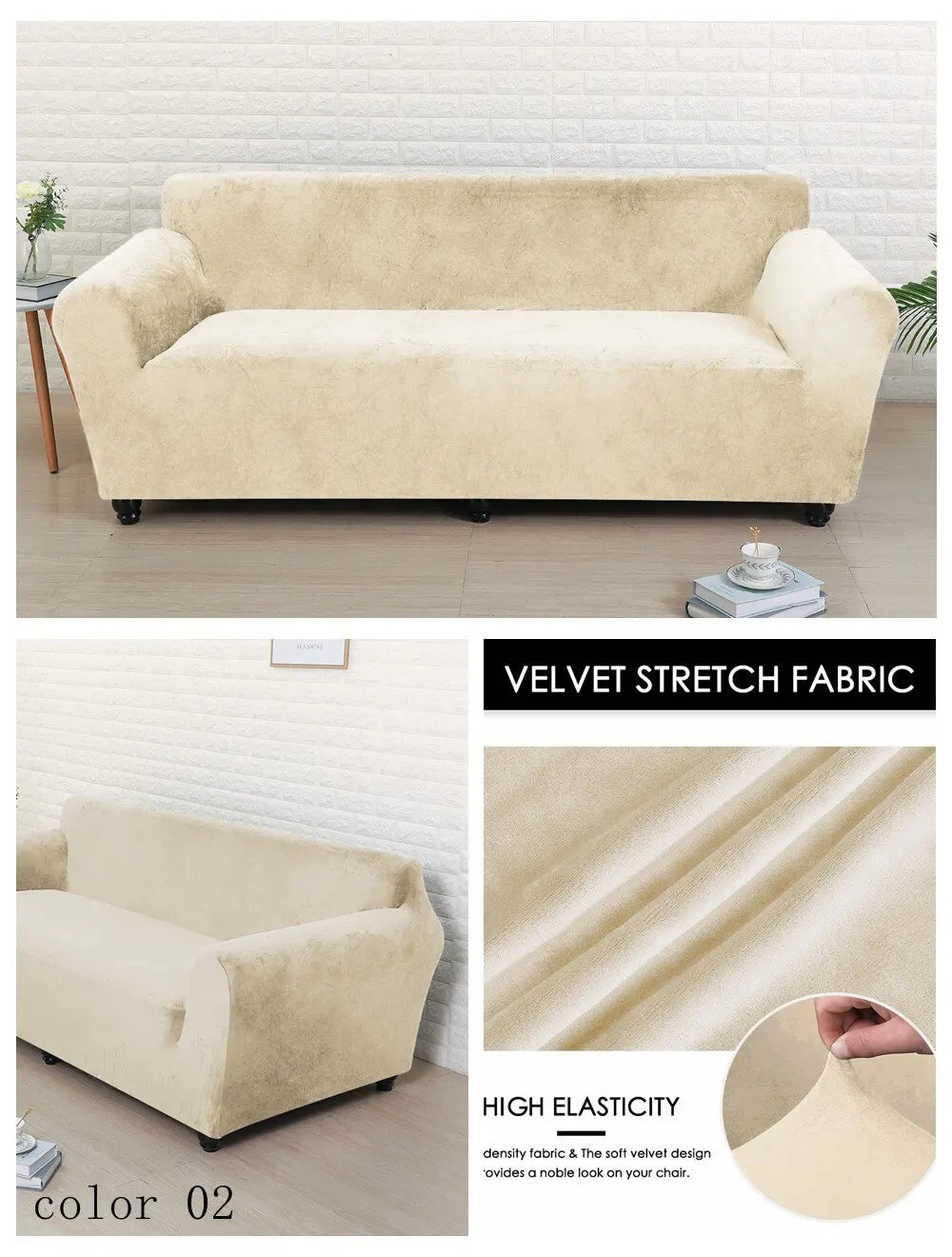 Velvet Elastic Sofa Cover for Living Room Couch