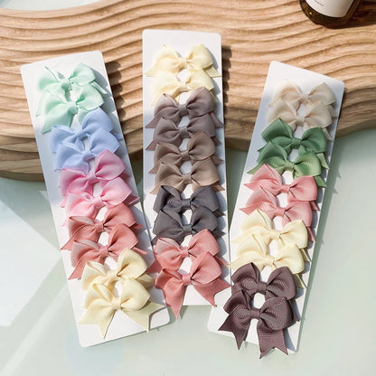 Cute Ribbon Bowknot Hair Clips for Baby Girls - 10Pcs/Set