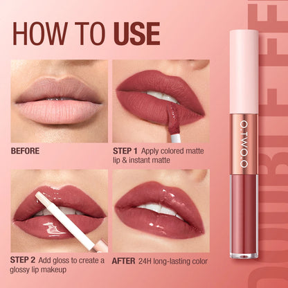 O.TWO.O Double Head Matte & Gloss Non-stick Waterproof Lipstick