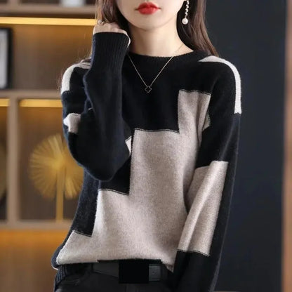 Women's Knitted Color Casual Sweater