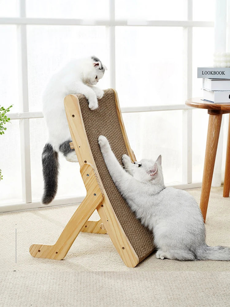 3-In-1 Wooden Cat Scratching Post/ Lounge Bed