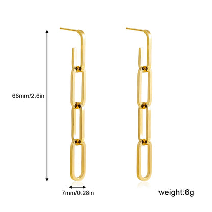 Stainless Steel Link Chain Drop Earrings