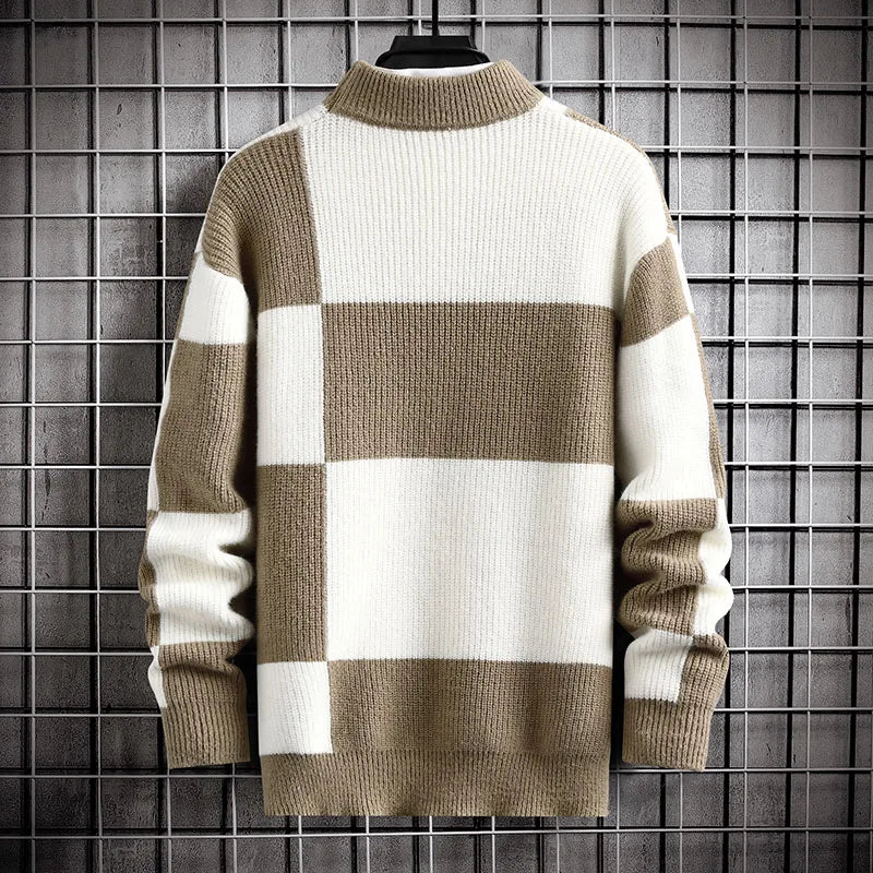 Men's Casual Patchwork Color Knitted Sweater