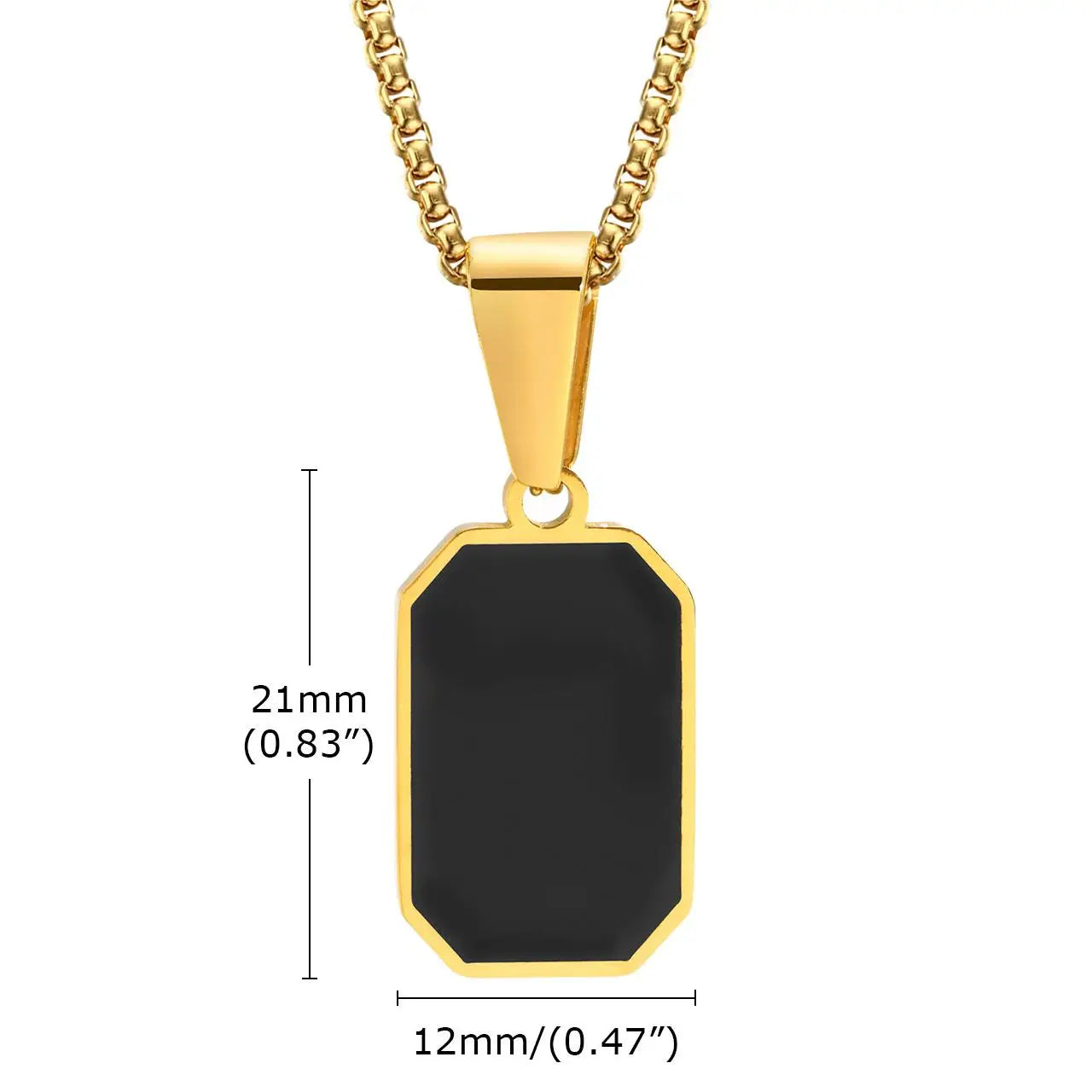 Stainless Steel Rectangle Pendant Necklace