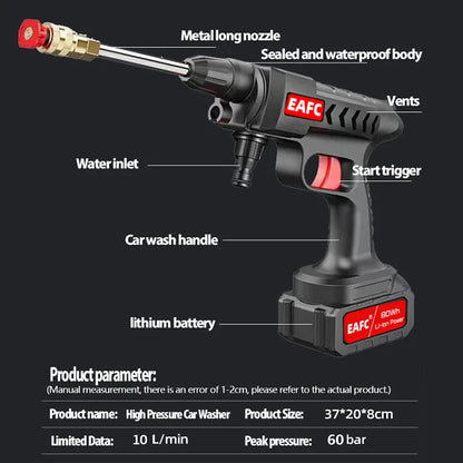 EAFC Cordless High Pressure Washer Gun - 60Bar