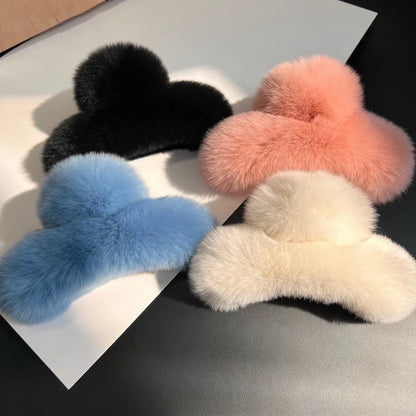 Faux Fur Hair Claw  Plush Hair Clip