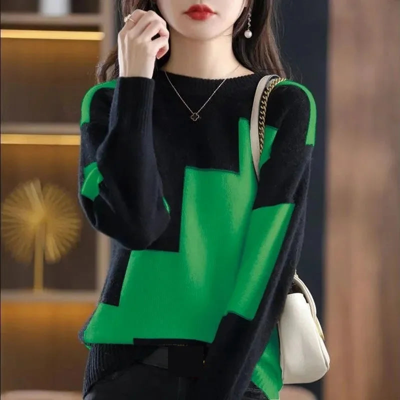 Women's Knitted Color Casual Sweater