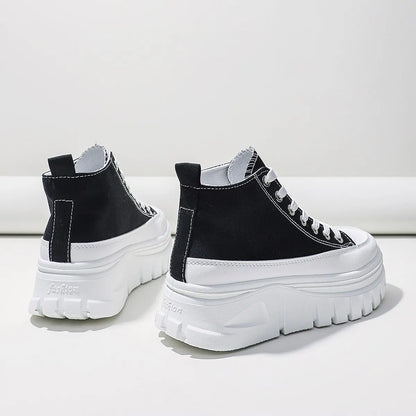 Women's Lace-Up High Top Flatform Canvas Shoes