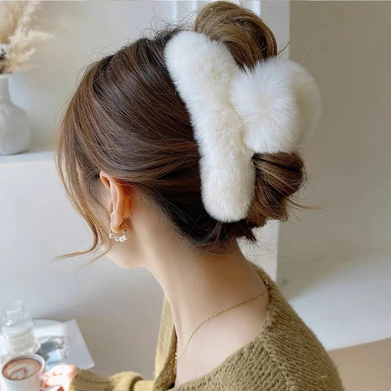 Faux Fur Hair Claw  Plush Hair Clip