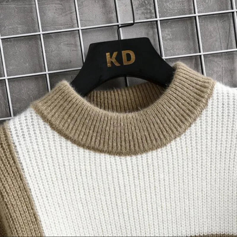 Men's Casual Patchwork Color Knitted Sweater